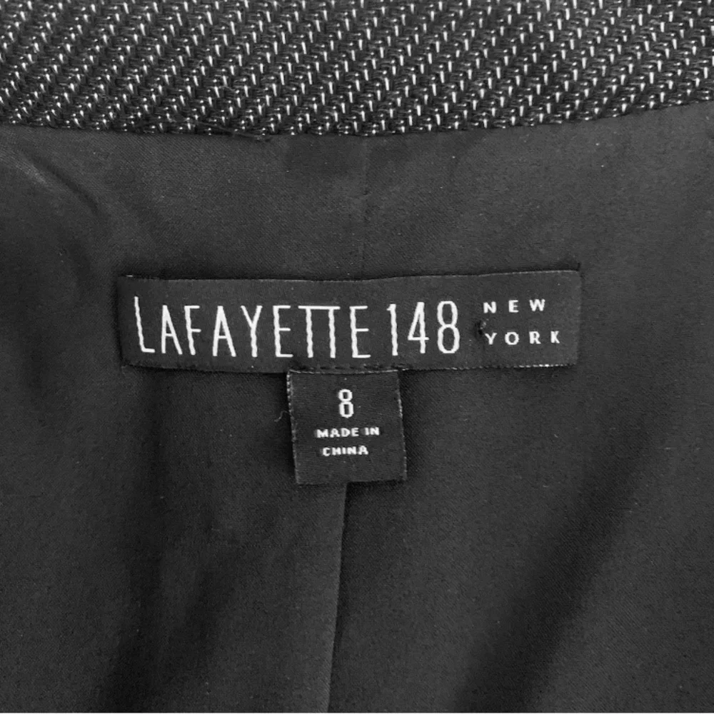 Lafayette 148 Gray Textured Double-Breasted Blazer Jacket Women Sz 8 Academia